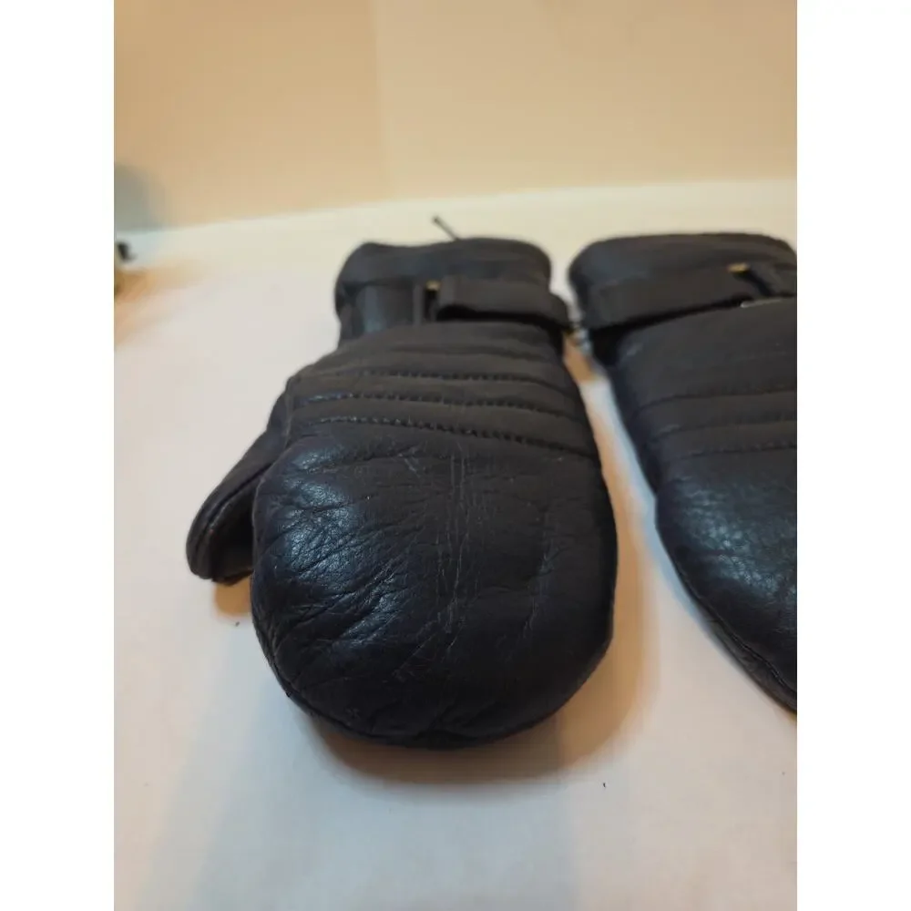 Vtg LL Bean Sta-Soft Deerskin Medium Blue Or Black Mittens